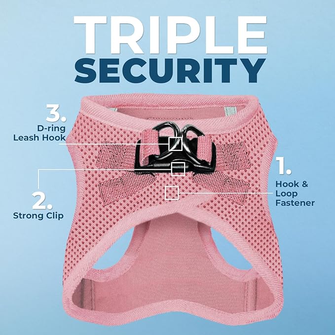 Best Pet Supplies Voyager Step-in Air Harness - All Weather Mesh, Reflective, No Pull Harness for Dogs, Cats - Secure with Hook & Loop Fastener, Buckle, Double D-Rings - Pink, XXS