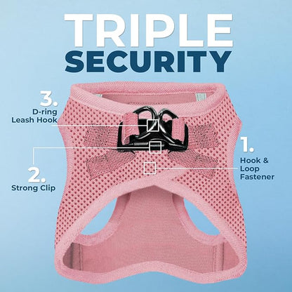 Best Pet Supplies Voyager Step-in Air Harness - All Weather Mesh, Reflective, No Pull Harness for Dogs, Cats - Secure with Hook & Loop Fastener, Buckle, Double D-Rings - Pink, S