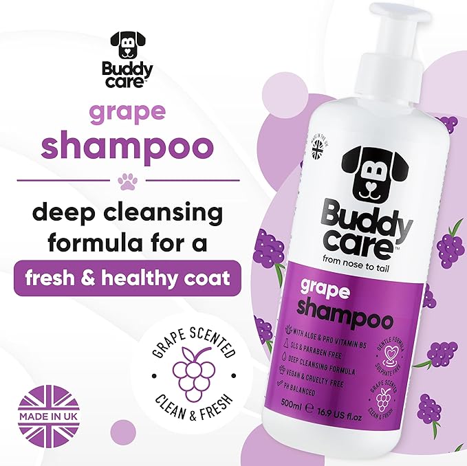 Grape Dog Shampoo by Buddycare | with Aloe Vera and Pro Vitamin B5 (50.72oz)