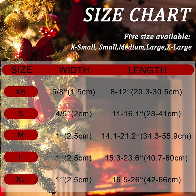 Xmas Dog Collars - Pink Christmas Tree & Santa Dog Collar with Gingerbread- Comfortable, Stylish Pet Collars with Quick Release Buckle for Christmas S