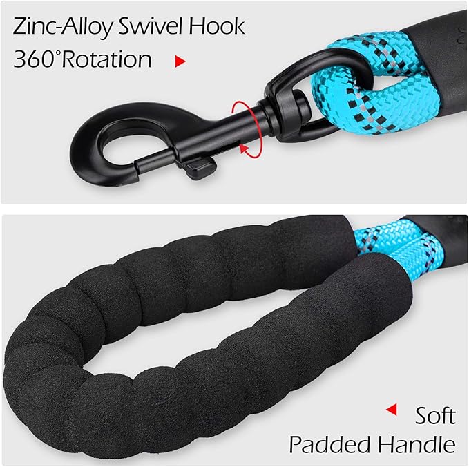 PoyPet Dog Harness and Leash Combo, Escape Proof No Pull Vest Harness, with 5 Feet Leash, Reflective Adjustable Soft Padded Pet Harness with Handle for Small to Large Dogs(Blue,XL)