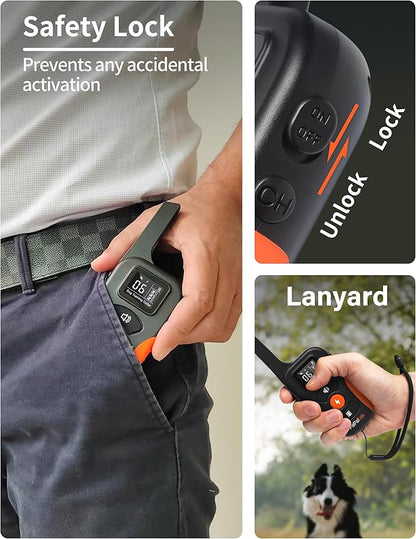 PaiPaitek Bark Activated Shock Collar with Remote - Automatic Bark and Training Collar Combo 3300ft Range, Bark Shock Collar for 40-150lbs Medium Large Dogs - IPX7 Waterproof