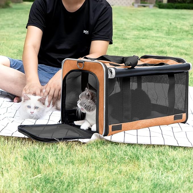 GAPZER Dog Carry Bag for Puppy Pet Soft-Shell Portable Kennel Crate for 0-15 lbs Foldable Pomeranian Travel Cage Tea Cup Yorkie Carrier Purse Indoor Carrying Case Cat Supply Melon Tiny Dog Melon