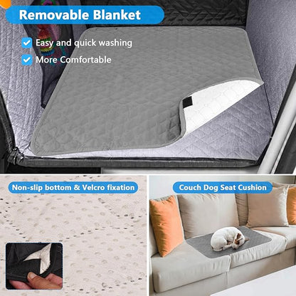 Dog Car Seat for Large Medium Dogs, Hard Bottom Back Seat Extender for Dogs with Soft Removable Blanket, Non-Slip Dog Car Hammock Turn into Soft Pet Travel Bed,Pet Seat for Car SUV Truck(Grey)
