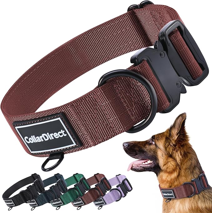 Heavy Duty Dog Collar for Large or Medium Dogs, Adjustable Strong Dog Collar for Active Dogs, Double-Layered Nylon (Rust, 14-20)