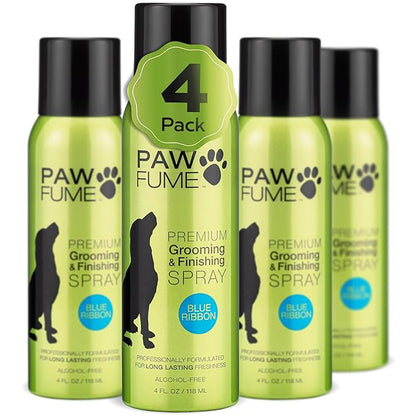 PAWFUME Dog Perfume Spray for Grooming, Blue Ribbon, 4-Pack – Keep Your Pup Fresh All Day – Probiotic, Alcohol-Free, Detangling & Moisturizing – Salon-Quality Dog Spray Deodorizer Perfume