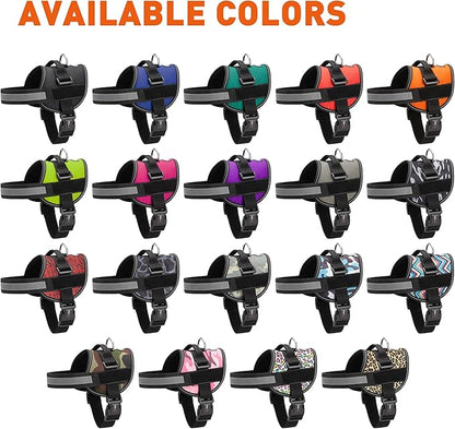 Dogline Dog Harness, Reflective No-Pull Adjustable Vest with Handle for Walking, Training, Breathable, No - Choke Harness for Small, Medium or Large Dogs Room for Patches Girth 22"-28" in Blue Camo