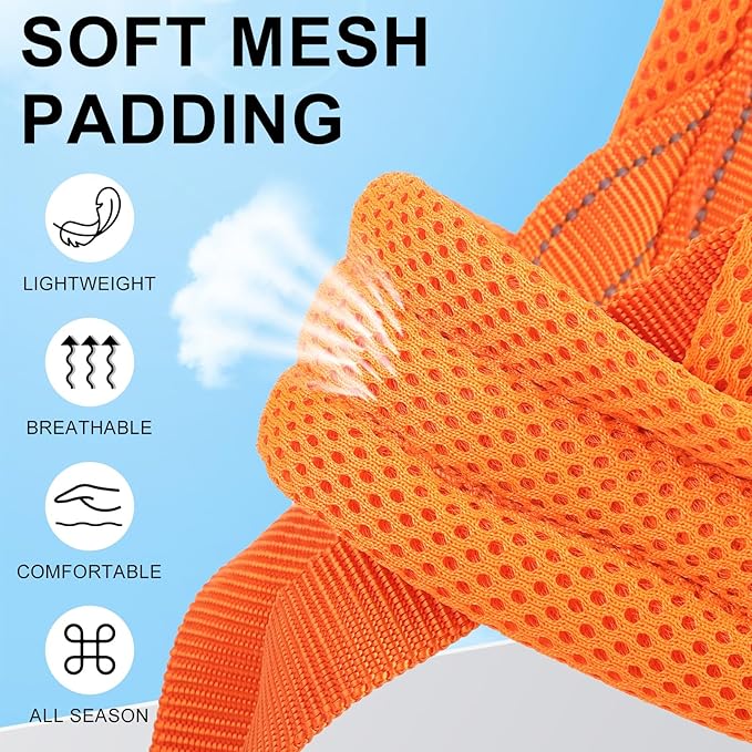 BEAUTYZOO Dog Harness for Small Dogs, No Pull Dog Harness and Leash Set, Escape Proof Puppy Vest Harness with Handle, Reflective Breathable Mesh Padded Harness for Girl Boy Dogs, Orange XXS