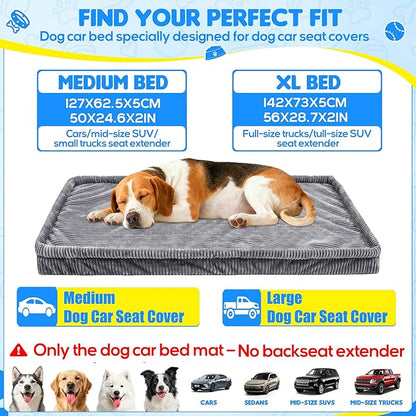 Dog Car Bed, Non-Slip Backseat Extender Pet Mat, Removable Washable Dog Bed for SUVs, Sedans & Trucks, Anti-Slip Travel Bed for Dogs, Easy Clean & Scratch-Proof & Comfort (Dark Gray, 50"L×24.6"W×2"H)