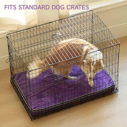 LIORCE Memory Foam XL Dog Bed - 4” Thick Orthopedic Beds for Extra Large Dogs - Waterproof Dog Bed with Removable Washable Cover & Wrap-Around Zipper - Ultimate Comfort and Easy Maintenance, Purple