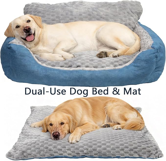 Big Dog Bed for Large Sized Dogs with Soft Plush Cushion, Machine Washable High Backrest Bed, Round Pet Sofa with Non-Slip Bottom,Year-Round Comfort for Dogs Up to 66 lbs