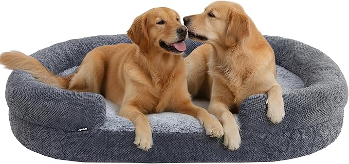 Miorun Bolster Dog Bed, Extra Thick 4.7 Inch Large Orthopedic Dog Bed with Memory Foam, Pet Couch Bed with Supportive Structure, Removable Washable Cover, Durable and Stylish Dog Bed for Large Dogs