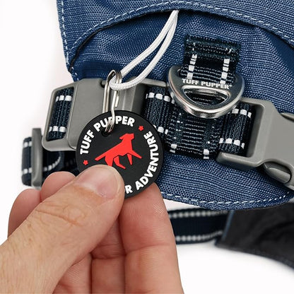 Tuff Pupper All-Day Wear Dog Harness | for Walking, Trail Running, Hiking | Front & Back Leash Clips | Reflective Trim | Easy On/Off Buckles | Lightweight Breathable | No Pull Design (XXXS, Blue)