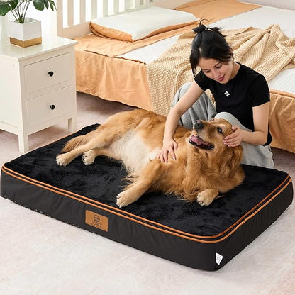 LIORCE Orthopedic Memory Foam XXL Dog Bed - 6" Thick Beds for Extra Large Sized Dog - Waterproof Removable Washable Cover & Wrap-Around Zipper - Ultimate Comfort & Easy Maintenance, Black
