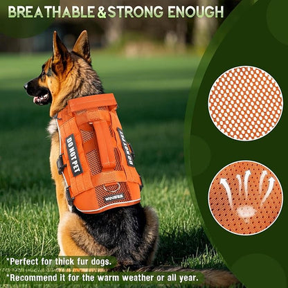 WINSEE Mesh Dog Harness with 10 Pet Patches for Large Service Dog in Training, Breathable Tactical Molle Vest with Double Handles, Reflective Military Pet Vest for Walking Hiking