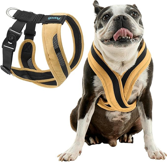 Gooby Comfort X One Dog Harness - Head-in Dog Harness for Small & Medium Sized Dogs - Escape-Free & Choke Free - Breathable Mesh, Shock Absorbing, Easy Snap & Swivel Buckles - Miami Yellow, 2X-Small