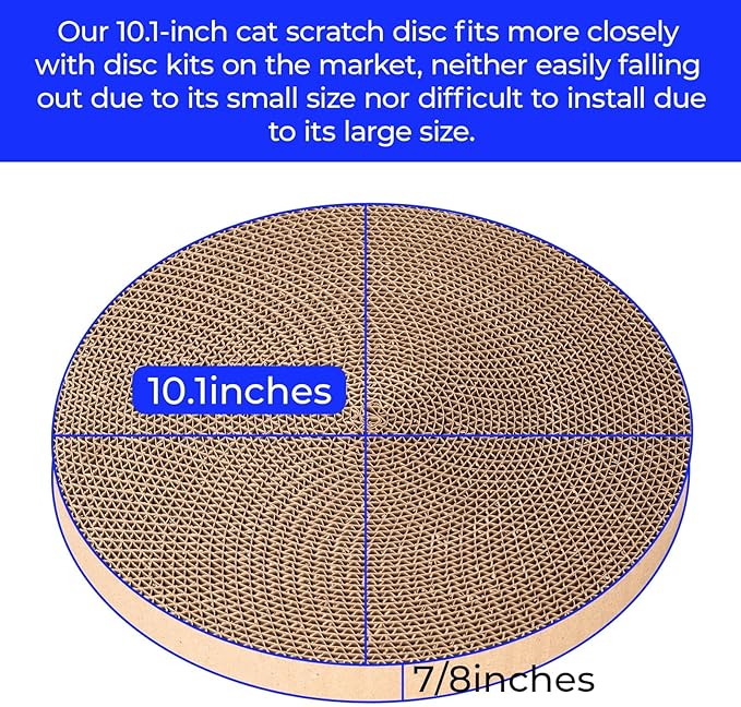Round cat Scratcher Refill, 10 inch Diameter, 7/8 inch Thickness Scratcher Replacement Pads, Scratching Board Circle, Scratch pad, scratchers for Indoor Cats (1pcs)