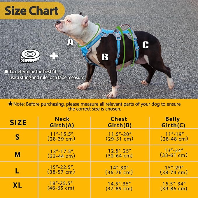 Huntboo Escape Proof Dog Harness, Escape Artist Harness, Reflective Harness with Padded Handle, Breathable, Durable, Adjustable Vest for Medium Dogs Walking, Training, and Running Gear (Blue, XL)