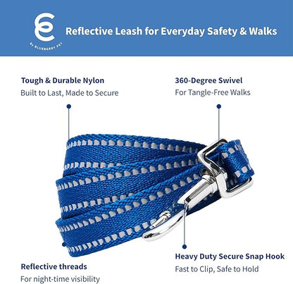 Blueberry Pet Essentials Reflective Dog Collar & Leash Set, Adjustable for Large Dogs | Safe Walking Gear for Pet Parents, Puppy Training & Daily Use LargeDogs, Navy