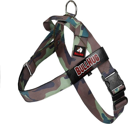 BULLHUG Adjustable Dog Harness – No Pull, No Choke – for English Bulldogs, French Bulldogs, Pugs & Broad-Chested Breeds – Easy, Safe Walks (Army, Medium)