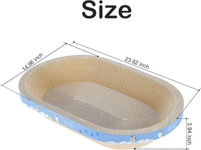UUig Cat Scratcher, 23.6x14.9 inches Cardboard Cat Scratchers for Indoor Cats, Large Cat Scratching Board, Oval Cat Scratch Pad Bed with Catnip