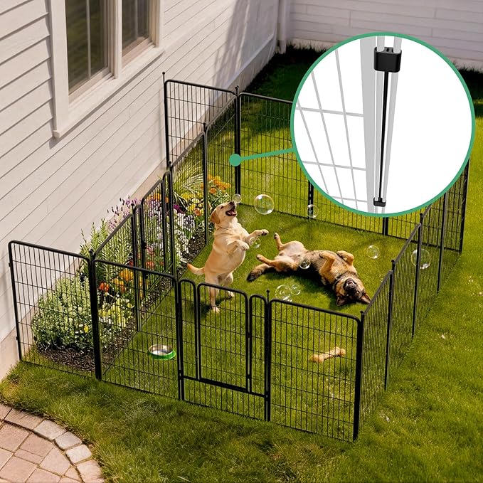 FXW Rollick Unleashed Dog Playpen for Indoor, Yard, RV Camping, 45 inch 16 Panels Dog Pen with Connectors (Pack of 2) for Large Dogs│Patented