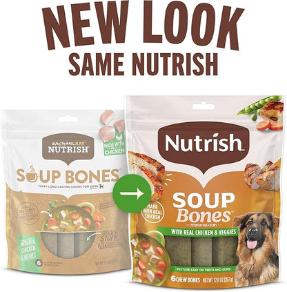 Nutrish Soup Bones Premium Dog Chews with Real Chicken and Veggies, 24 Chews (Rachael Ray)