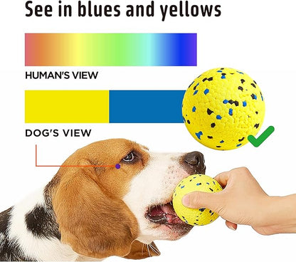 Kimee Dog Balls, 3Pcs Chew Toys Tennis Ball for Aggressive, Chewers Durable Teething Molar Tug Dog Toys, Interactive Fetch Balls Gift Set for Large Medium Dogs and Puppies, Durable Tug Toy, Yellow