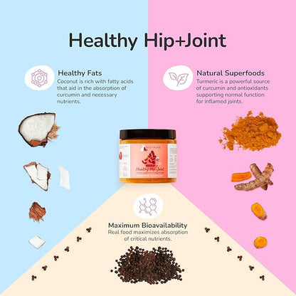kin+kind Hip and Joint Supplement for Dogs & Cats – Vet Formulated Natural Joint Support with Organic Turmeric, Black Pepper & Coconut – Dog Essentials & Cat Essentials – Made in USA – 3x4 oz (Medium)