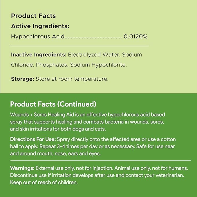Chew + Heal Labs Hypochlorous Acid Spray for Dogs – 8oz Dog Wound Spray for Cuts, Burns, Sores, Abrasions, and More – Non Toxic and Chemical Free HOCI Wound Care – Made in The USA