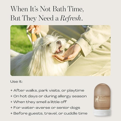 Dog Rinse-Free Shampoo & Conditioner – Dry Shampoo Towel Cleanse for Sensitive Skin, Stress & Itch Relief Gentle Leave-in Serum – 98.65% Naturally Derived, Hydrate & Deodorize – 8 x 10ml