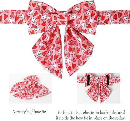 Lionet Paws Valentines Dog Collar Bowtie, Dog Sailor Bow Collar Metal Buckle for Dogs, Adjustable Comfortable Dogs Collars Girl, L, Neck 16-24 in