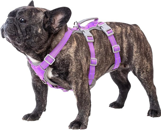 Huntboo Escape Proof Dog Harness, Escape Artist Harness, Reflective Harness with Padded Handle, Breathable, Adjustable Vest for Medium Dogs Walking, Training, and Running Gear (Lavender Purpled, M)