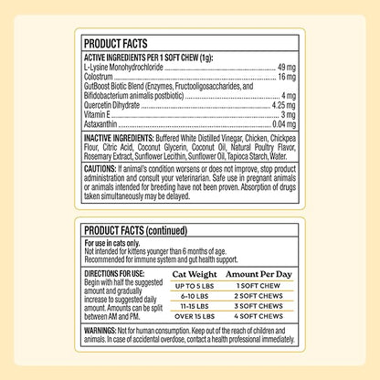 New! WellJoy Cat Supplement Immune+ GutBoost | Cat Health Supplement | Enhances Immune Response | Dual-Benefit GutBoost Formulation | Vet Formulated | Made in USA | Chicken Flavor | 90 Soft Chews