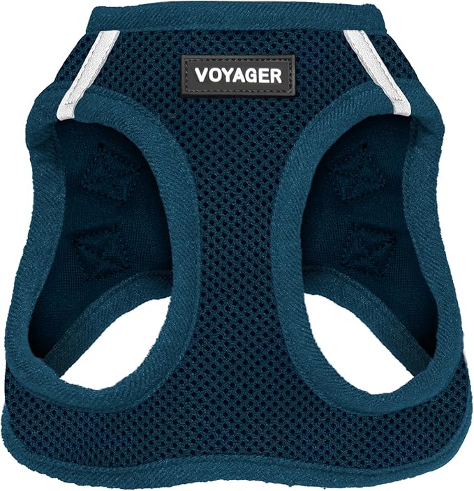Best Pet Supplies Voyager Step-in Air Harness - All Weather Mesh, Reflective, No Pull Harness for Dogs, Cats - Secure with Hook & Loop Fastener, Buckle, Double D-Rings - Blue, XL