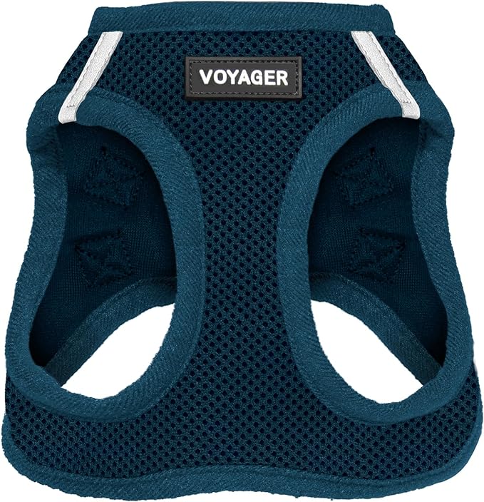 Best Pet Supplies Voyager Step-in Air Harness - All Weather Mesh, Reflective, No Pull Harness for Dogs, Cats - Secure with Hook & Loop Fastener, Buckle, Double D-Rings - Blue, S