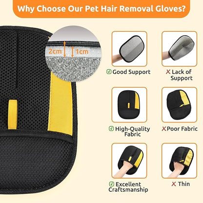 SAWMONG Pet Hair Removal Glove, 2Pcs Cat & Dog Reusable Pet Hair Remover Gloves New Upgrade, Grooming Pet Hair Remover Tool