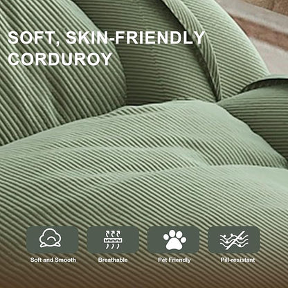 KEIKI Corduroy Human Size Dog Bed, Oversized Foldable Human Dog Bed for Adults and Pets, Adjustable Lounge Sofa Bed with Cushions, Giant Dog Bed for Humans, Green