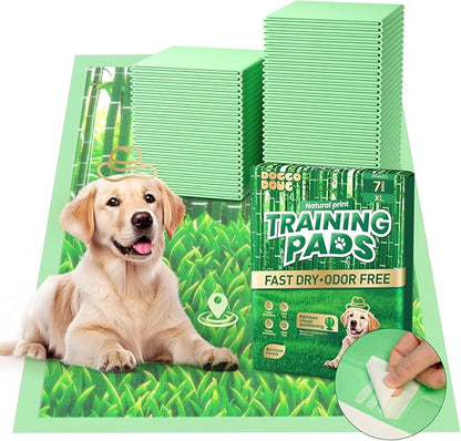 DOGGO DOUG Puppy Pads XL 7 Count - 28"x34" Extra Large Pee Pads for Dogs Odor Blocking, Leak-Proof Potty Training Pad Super Absorbent, 6-Layer Leak-Bamboo Patterns Dog Pads