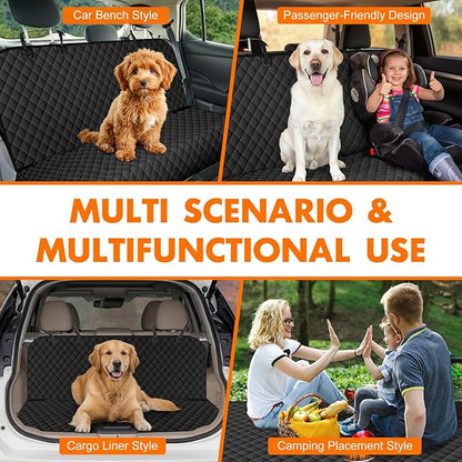 NECKORY Backseat Cover for Dogs, Waterproof and Non-Slip Pet Bench Seat Covers, Car Seat Protector for Back Seat, Universal Size Rear Car Seat Cover Fits Cars, Trucks and SUVs, L-Carbon Black