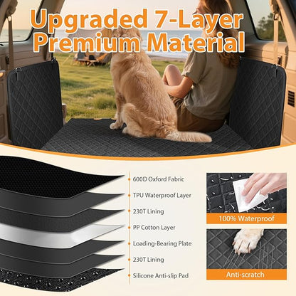 dessports Dog Car Seat Cover - Hard Bottom Back Seat Extender for Dogs Supports 400lbs - Waterproof Pet Seat Cover for Back Seat - Dog Hammock for Car SUV Truck