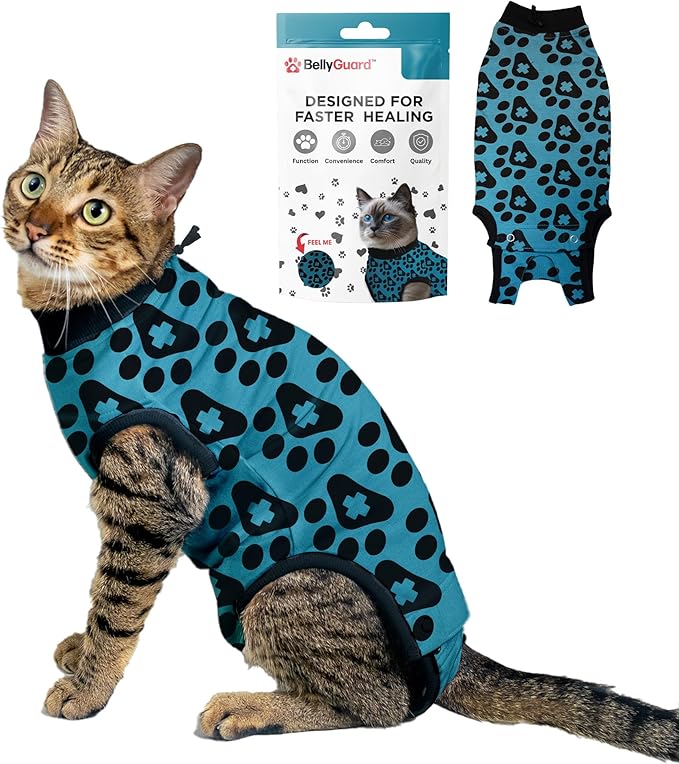 BellyGuard Cat Recovery Suit for Female and Male, Cat Surgery Suit Alternative, Onesie for After Spay Care, Post-Surgery Protective Body Cover for Feline and Kitten Healing