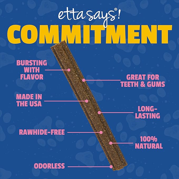etta says! Flavor Fusion Natural Dog Chews, Variety Pack - Made in The USA - Delicious, Rawhide-Free Treats for Dogs - Supports Dental Hygiene - Contains 6 Flavors - 12 Pack