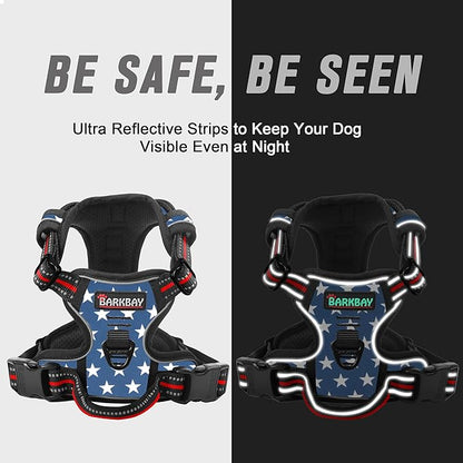 BARKBAY No Pull Dog Harness Front Clip Heavy Duty Reflective Easy Control Handle for Large Dog Walking(Star,XS)