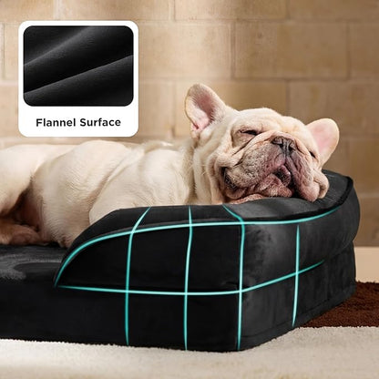 Bedsure Orthopedic Dog Bed Medium Size Dogs - Washable Medium Dog Cat Bed Waterproof, Comfort Pet Couch Sofa with Washable Removable Cover, Pets Bed with Nonskid Bottom, Black, 28"