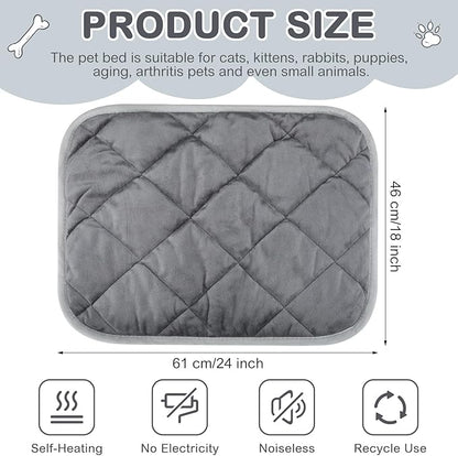 Clysee 8 Pack Self Heating Cat Mat Self Warming Cat Bed Extra Warm Thermal Pet Bed Mat Reflects Body Heat Washable Dog Crate Pad for Indoor Outdoor Pets(Gray,18 x 24 Inch)