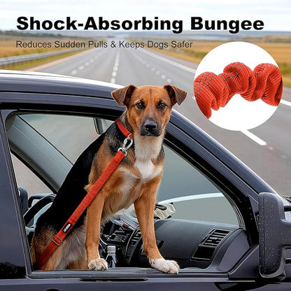 APakBak Dog Seat Belt for Car, Adjustable Dog Car Harness Seatbelt for Small Medium Large Dogs, Heavy Duty Travel Safety Restraint with Locking Aluminum Hook & Reflective Nylon Strap, Orange