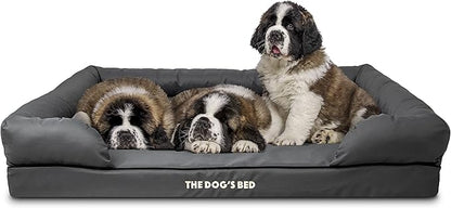 The Dog’s Bed, Dog Bed XXL Grey, Memory Foam, Pain Relief: Arthritis, Hip & Elbow Dysplasia, Post Surgery, Lameness, Supportive, Calming, Waterproof Washable Cover, Veterinary Approved