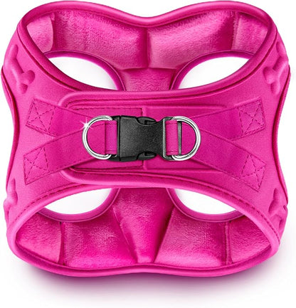 Comfort Fit Dog Harness Step in No Pull Harness for Small Medium Sized Dogs Soft Padded No Escape Harness Adjustable Easy Buckle with Leash Attachment D-Ring Extra Comfort Inside Velvet Plush XS Pink