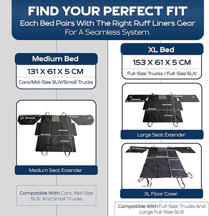 Ruff Liners Dog Bed for Car Back Seat, Medium Black – As Seen on Shark Tank – Fits Medium Seat Extender – Non-Slip Base, Waterproof Cover, Machine-Washable – Dog Mat for Car with Rebound Foam Comfort